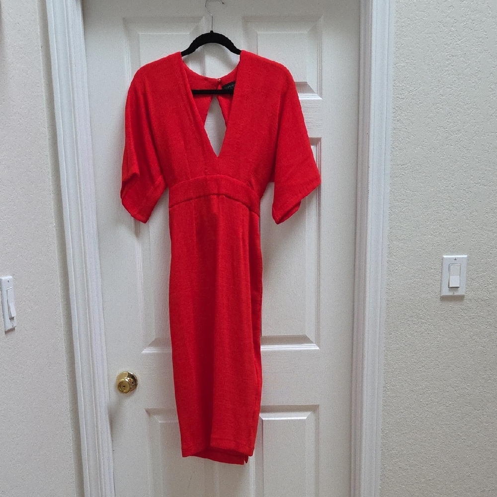 Topshop Vibrant Red Midi Dress